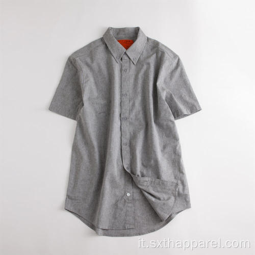 Camicia casual in cotone tinta unita manica corta da uomo resistente